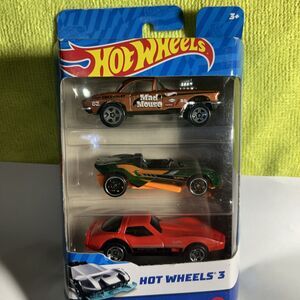 NEW 2022 HOT WHEELS 3 Pack - 2014 Green Carbonic ME, Red Corvette & Mad Mouse